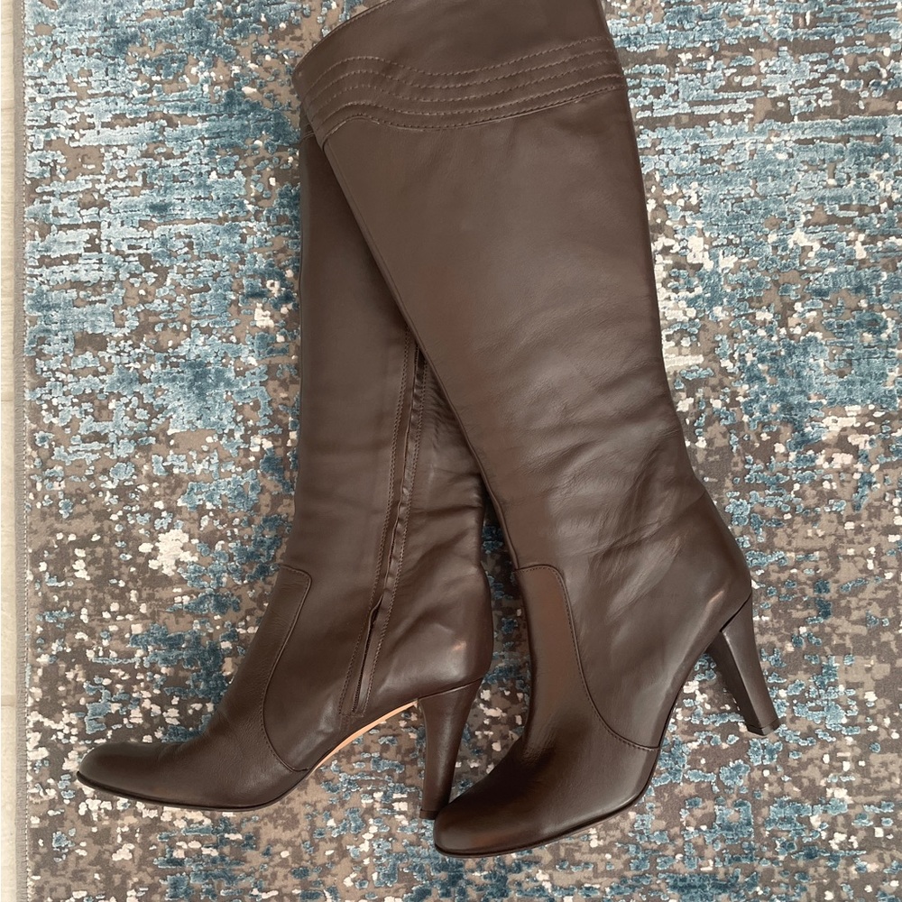 Banana Republic Dark Brown Leather Knee-High Heeled Boots